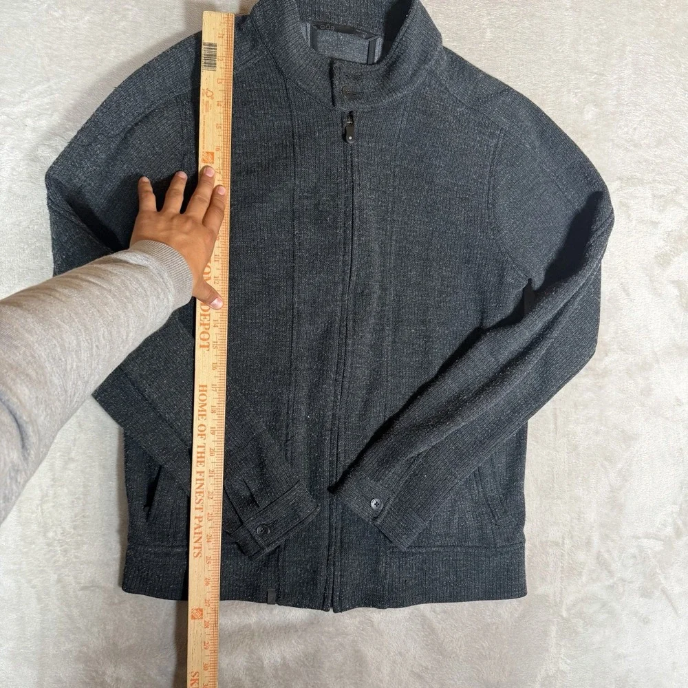 QOR Mens Merino Wool Blend Full Zip Knit Sweater Jacket Gray Size Medium